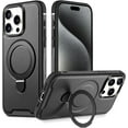 thumbnail image 1 of Magnetic Leather Case for iPhone 15 Pro Max Case MagSafe Shockproof Protective Case with Magnetic Stand Non-Slip Bumper (Black), 1 of 6
