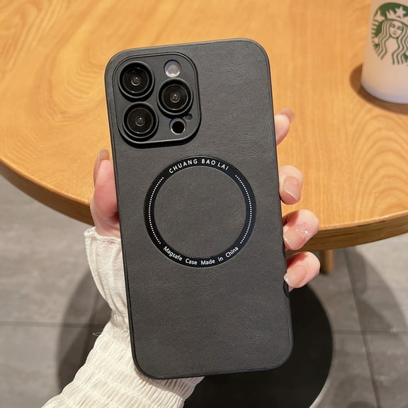 Magnetic Leather Case for iPhone 14 Pro Max [Compatible with MagSafe] 2022 Luxury PU Leather Back Cover Slim Non-Slip Shockproof Phone Case for iPhone 14 Pro Max (6.7"), Black