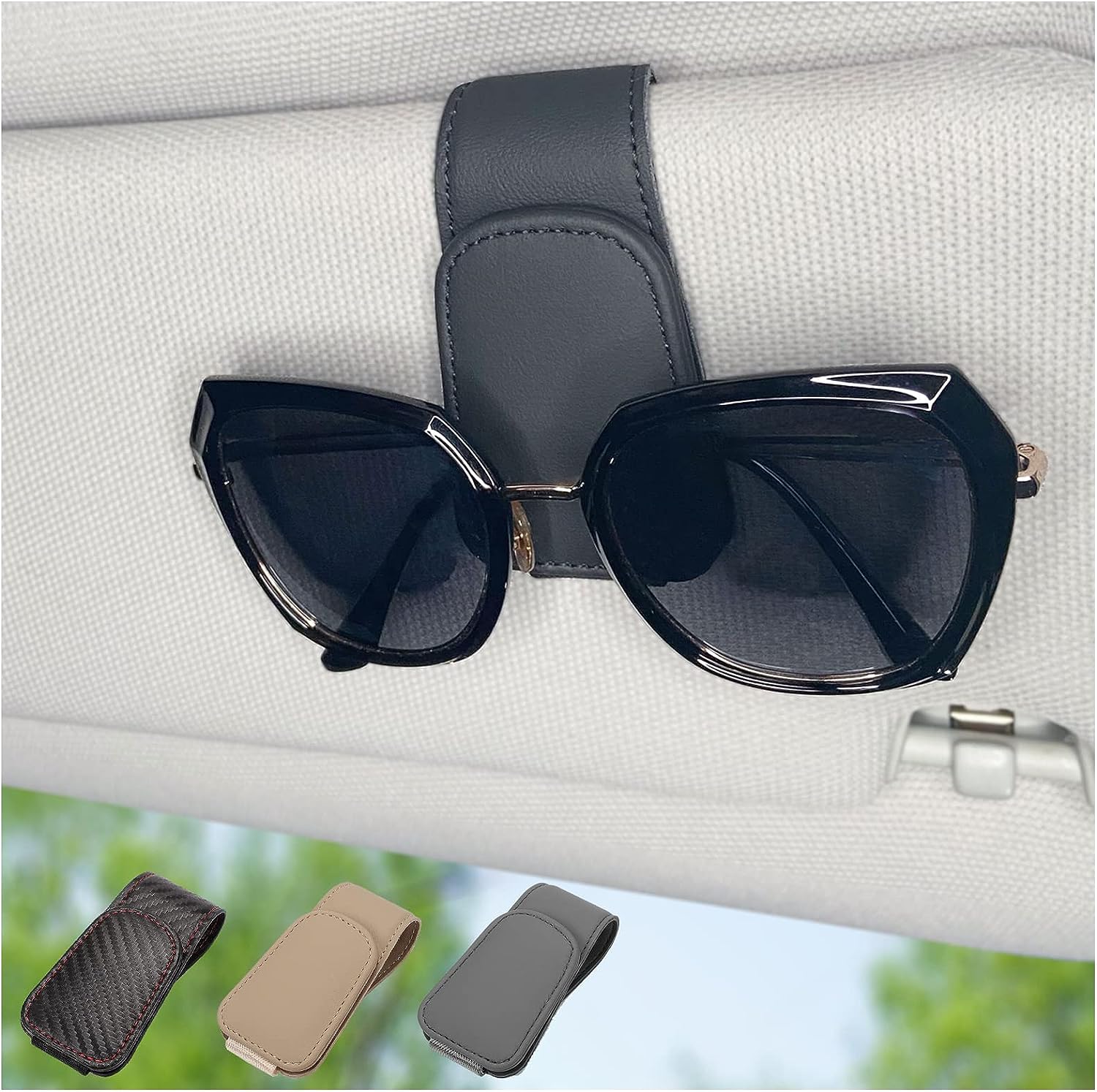 Leather Sunglass Holder for Car, Sunglasses Clip for Car Visor