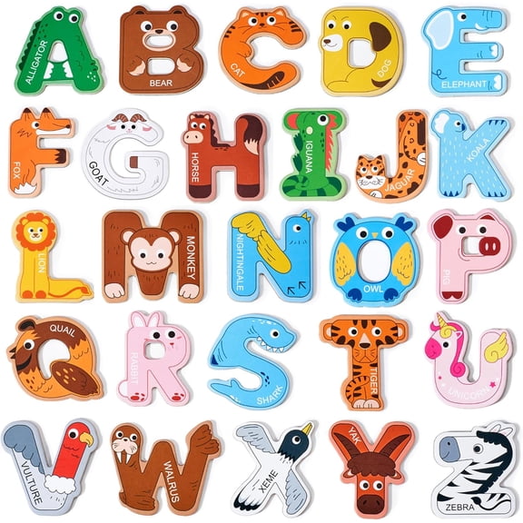 Magnetic Letters, Alphabet ABC s for Toddlers & Kids, Cute Educational Animal Toys, 26 Uppercase Refrigerator Magnets, Great Spelling Learning Gift for Preschool 2 3 4 5 Years Old