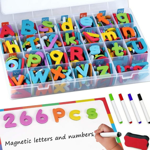 Magnetic Letters Kit, 234 Pcs Alphabet with Magnet Board Pen and Box, Educational Refrigerator Magnets for Preschool Learning Spelling (Colorful)