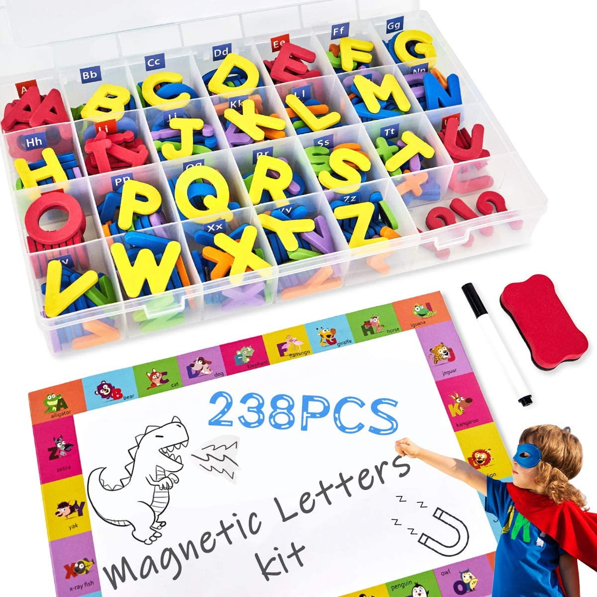 Letters Kit, Classroom 238 Pcs with Large DoubleSide Board and Storage