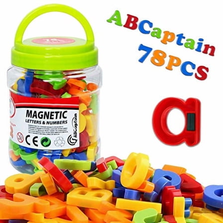Magnetic Letters Numbers Alphabet ABC 123 Fridge Magnets Preschool Educational Learning Plastic Toy Set Uppercase Lowercase Math Symbols for Toddlers Kids (78 PCS)