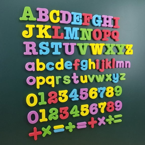 Magnetic Letters and Numbers Set | Multicolor EVA Alphabet Fridge Magnets | Durable Strong Magnetic Stickers for Learning Spelling | 56 Pieces with Base Plate Storage Box | Easy Clean Classroom Tool
