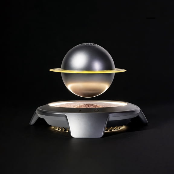 Magnetic Levitating Bluetooth Speaker, Floating Wireless Speaker with 360 Surround Sound and LED Lights, Rotating HiFi Audio Gadget for Home Office Desk Decor