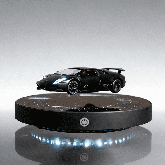 Magnetic Levitation Floating Diecast Car, 1:32 Scale Lamborghini Style, LED Light, Desk Decor