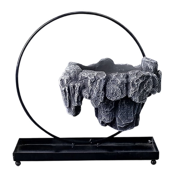 Levitating Floating Planter with Rockery, Resin Base Desk Decor, Floating Flower Pot Bonsai Holder for Air Moss Succulents, Office Home Garden Zen Centerpiece Accent
