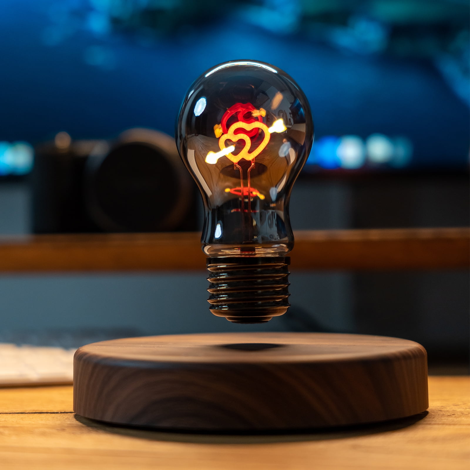 Magnetic Levitating Floating Wireless LED Light Bulb Desk Lamp for Unique Gifts, Love Gift, Creative Gift, Room Decor, Night Light, Home Office Decor Desk Tech Toys, Touch Control
