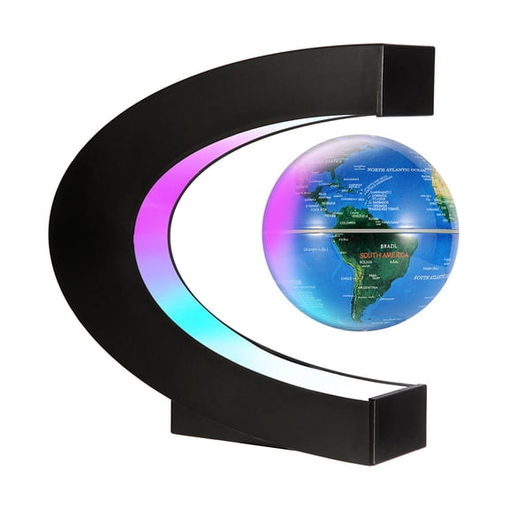Magnetic Levitating Floating World Map Globe, C Shape Display Frame With Led Light, Cool Tech Home Office Desk Gadget Decor Birthday Gift For Men, Fathers, Students, Pack Of 1