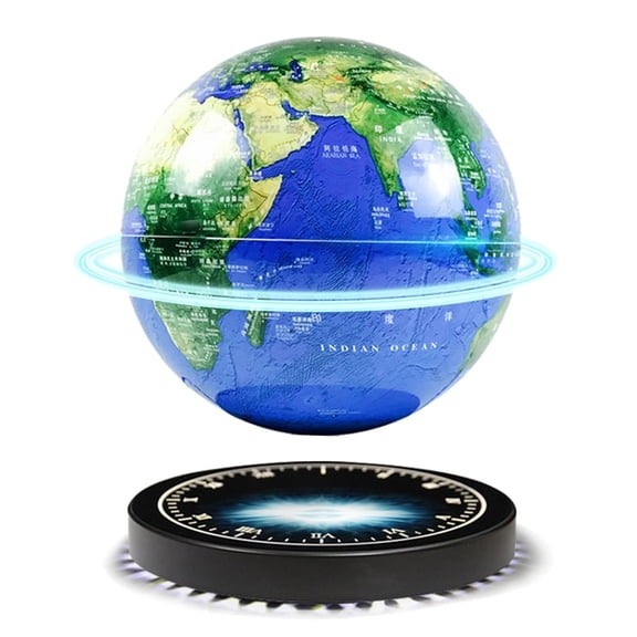 Magnetic Levitating Globe with LED Clock Base, Floating World Map, 360 Rotating Anti-Gravity Desk Decor, Educational Gift for Office Home