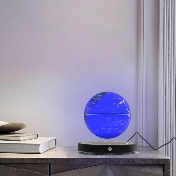 Magnetic Levitating Globe with LED Light, Floating Globe, Auto-Rotating Magnetic Levitating Globe, Blue+Black
