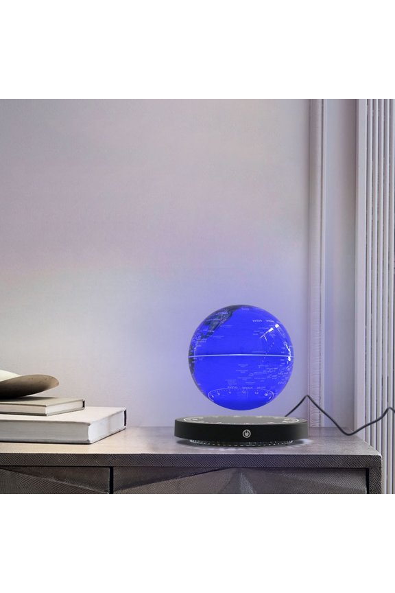 Magnetic Levitating Globe with LED Light, Floating Globe, Auto-Rotating Magnetic Levitating Globe, Blue+Black