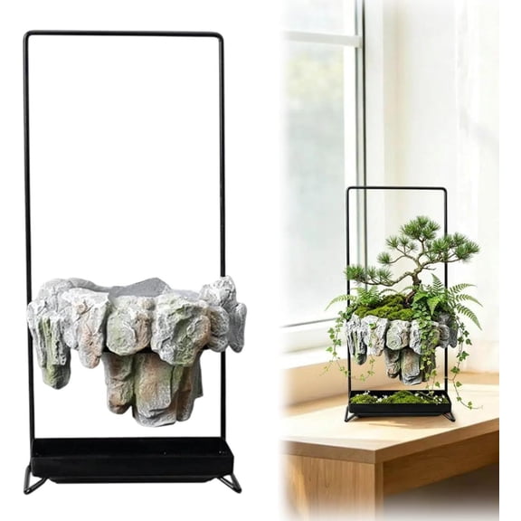 Magnetic Levitating Planter with Rockery, Floating Plant Pot Air Plant Holder, Futuristic Suspension Decor for Desk Home Office (White—Square)