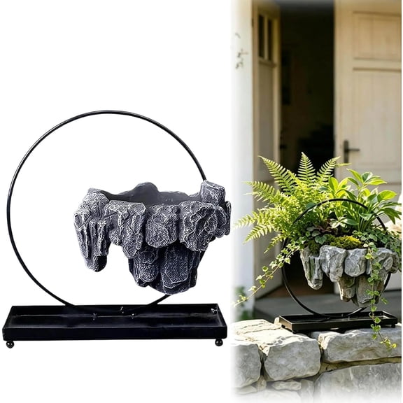 Magnetic Levitating Planter with Rockery, Floating Plant Pot Air Plant Holder, Futuristic Suspension Decor for Desk Home Office