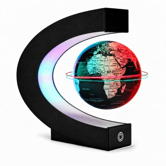Magnetic Levitating Rotating World Globe with Colored Lamp C-Frame Desk Decor