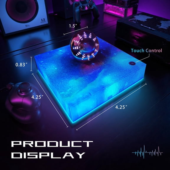 Magnetic Levitating UFO Lamp, Floating 360 Rotating RGB Galaxy Light Display, Cool Gadgets Desk Decor for Office Home Esports Room, Amazing Gift for Men Girls and Kids