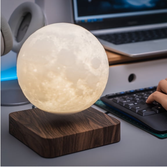 Magnetic Levitation 3D Moon Lamp Touch Dimmable LED Light, 360 Rotatable Realistic Moon Night Light, Romantic Atmosphere Decor Lamp Perfect Gift Choice