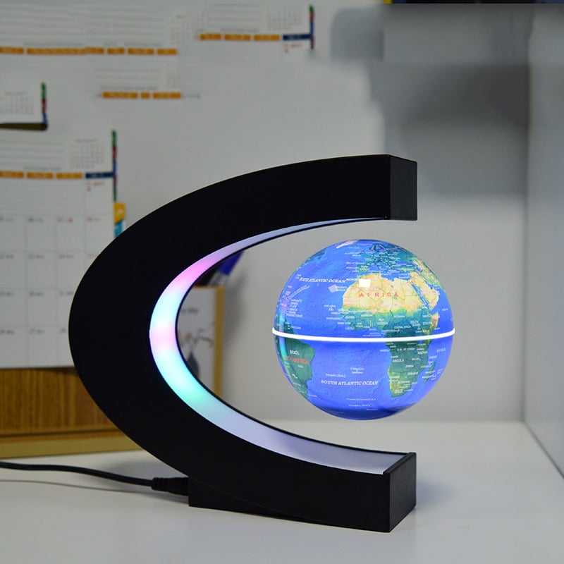 Magnetic Floating Globe With LED Constellations – 4 Inch, Blue Light, Rotating World Map For Desk & Decor 3 thumbnail image