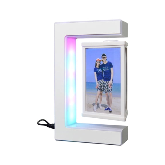 Magnetic Levitation Floating Photo Frame Display Stand, Creative Home Decor Gift and Artistic Desktop Ornament, Floating Picture Frame for Modern Office and Living Room Decoration, White