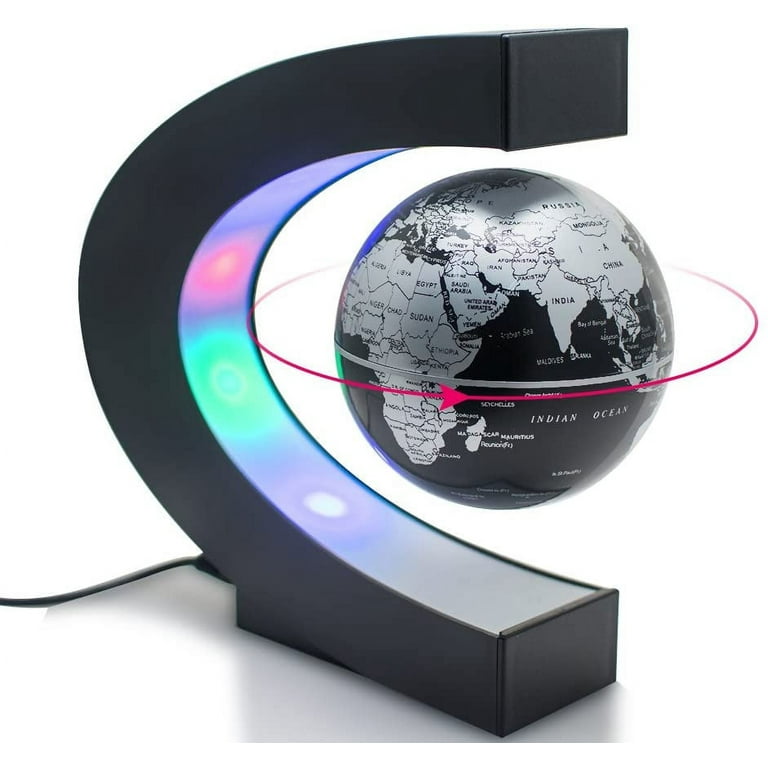 Magnetic Levitating Floating Globe with LED Light C Shape Base Anti Gravity  High Tech World Map Birthday Gift Men Father Kid Teacher for Home Business