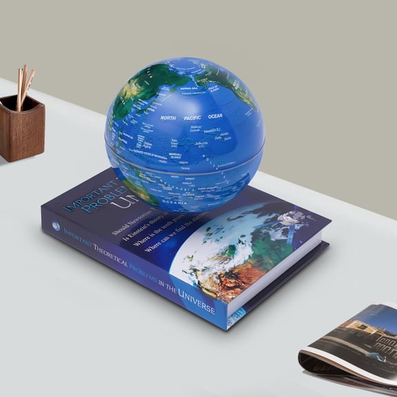 Magnetic Levitation Globe with LED Lights, 5.5 Inch Floating World Map Globe with Book-Shaped Base, Rotating Desk Globe Lamp for Home Office Decor, Educational Gift for Kids, Students, Teachers