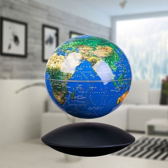 Magnetic Levitation Globe with LED Light, 6 inch Floating World Map Educational Gift, Anti-Gravity Desk Decor for Home & Office