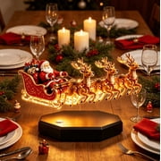 Levitation Santa Sleigh Display, Floating Christmas Santa Claus With Reindeer Decor, Rotating Levitating Figurine For Holiday Home Decor & Gift