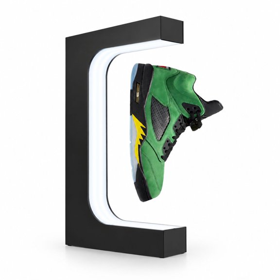 Magnetic Levitation Shoe Display Stand with LED Light and 360 Degree Rotation, Black Acrylic Rotating Sneaker Holder for Collectors
