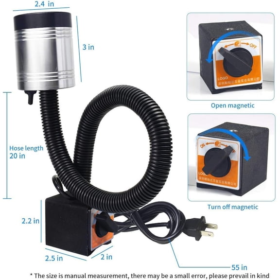 Magnetic Light, Led Machine Light, Magnetic Gooseneck Work Light 900 Lumens 120 Volt IP66 Water Proof Lamp for Machine Tools Lathe Milling Drill Press Industrial Workbench Lighting