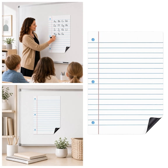 Magnetic Lined Handwriting Sheet Reusable Dry Erase Writing Board For Teacher Classroom Teaching Stationery(White-11.69")