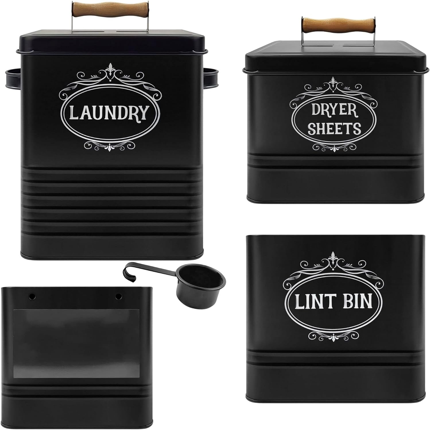 Lint Bin For Laundry Room Dryer Sheet Holder & Lid, Laundry