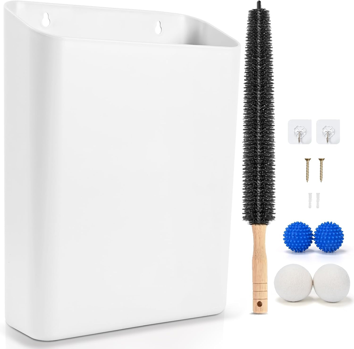 Lint Bin for Laundry Room with Wool and Plastic Dryer Balls