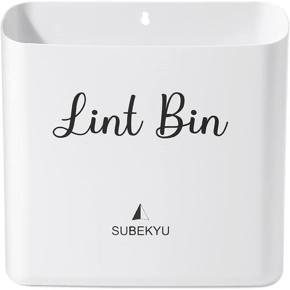 Magnetic Lint Bin for Laundry Room, Small Waste Bin or Laundry Storage Container for Hanging on Dryer/Washer/Wall, 0.85 Gallon, White