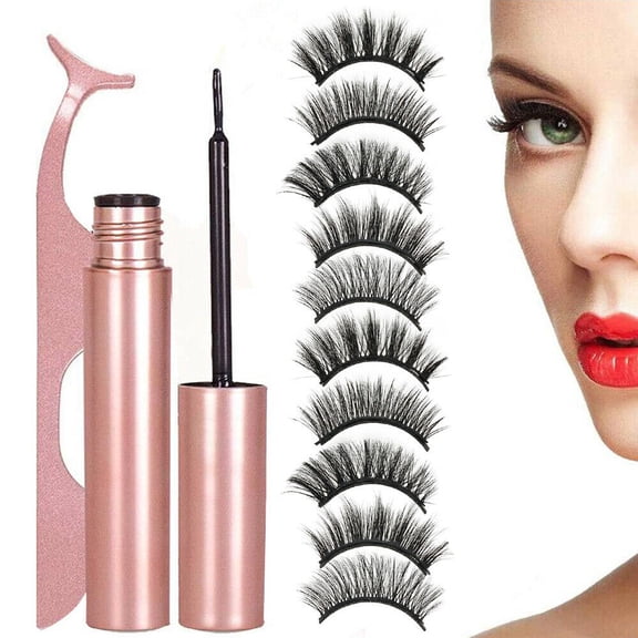 Magnetic Liquid Eyeliner with 10Pcs Magnetic False Eyelashes Lashes Kit