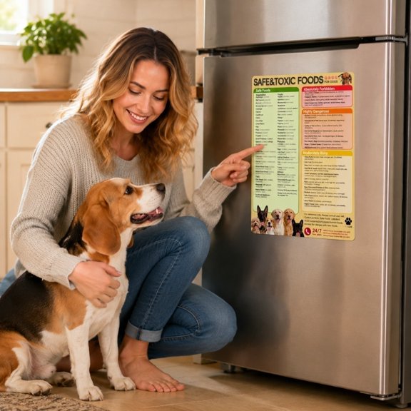 Magnetic List of Foods Dogs Can Eat - Dog Feeding Chart Fridge Magnet - Foods Dogs Shouldnt Eat Chart Decorative Magnets - Dog Safety Emergency Numbers Magnet - New Puppy Essentials 8.3" x 11"