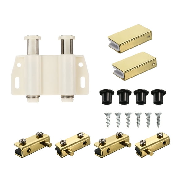 Magnetic Lock Catch, 1 Set Dual Magnetic Cabinet Door Lock Catch, Suitable for Home Office Glass Doors (Gold)