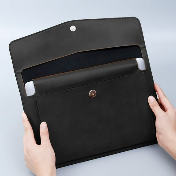 Magnetic Lock Leather Document Holder, A4 Portfolio Organizer with Secure Closure, Water-Resistant Business File Bag for Papers, Notebooks, Essential Office Supplies