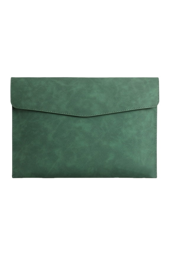 Magnetic Lock Leather Document Organizer A4 Paper File Portfolio Briefcase Bag For Business Work Green