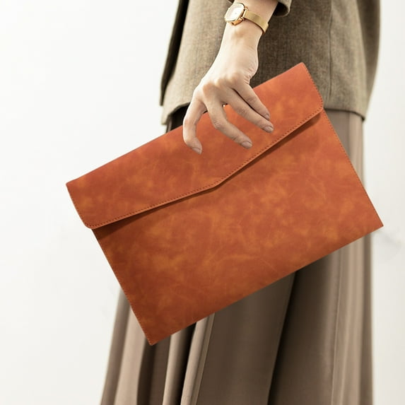 Magnetic Lock Leather File Folder Bag | A4 Document Organizer | Waterproof Business Briefcase | Multiple Colors Available