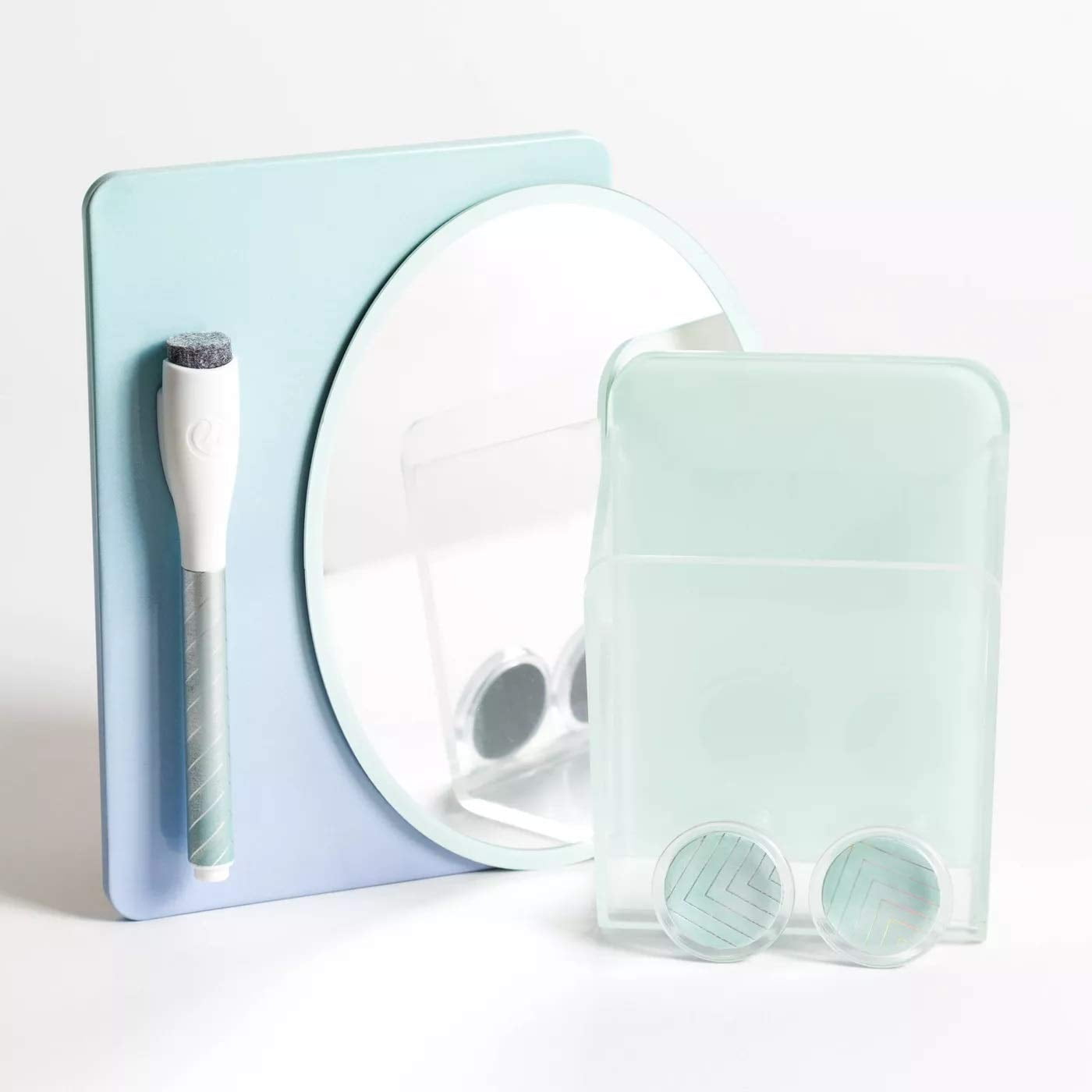 Locker Accessory Kit Light Green Teal 5 Piece Set with Mirror