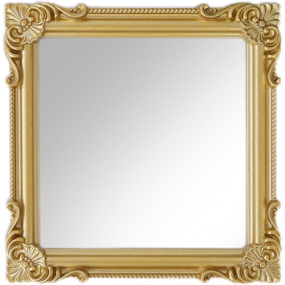 Magnetic Locker Mirror, Mini Fridge Mirror, Vintage Gold Resin Decor | Compact Magnetic Mirror; 3x3 in Mirror, 4.5x4.5 Overall; Decorative Accent for Locker, Kitchen or Fridge
