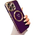 thumbnail image 1 of Magnetic Love Heart Case for iPhone 13 Pro Max, Cute Silicone Bumper with Raised Camera Protection (6.7") - Purple, 1 of 13