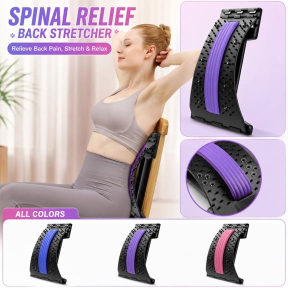 Magnetic Lumbar Stretcher Gentle Low-Impact, Adjustable Spine Decompression Board Soft Cushioned Magnetic Therapy, Standard Ordinary, Blue