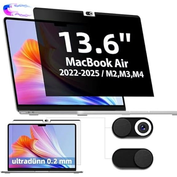 Magnetic MacBook Air 13.6/13 Inch Privacy Screen, Compatible with MacBook Air 13.6 Inch (2022-2025 Model,M2,M3,M4), Removable Matte Anti Glare Blue Light 13In Mac Laptop Screen Protector Filter