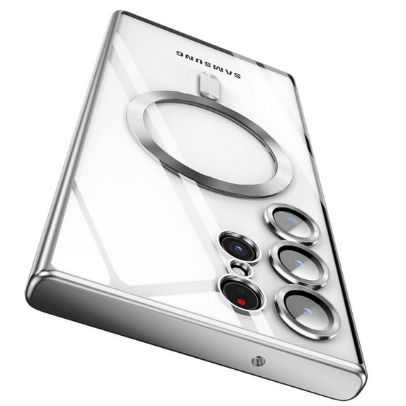 Magnetic MagSafe Compatible Samsung Galaxy S22 Plus Case (Silver) Flexible TPU Colored Bumper Clear Back Shock Proof and Scratch Resistant Protection Cover