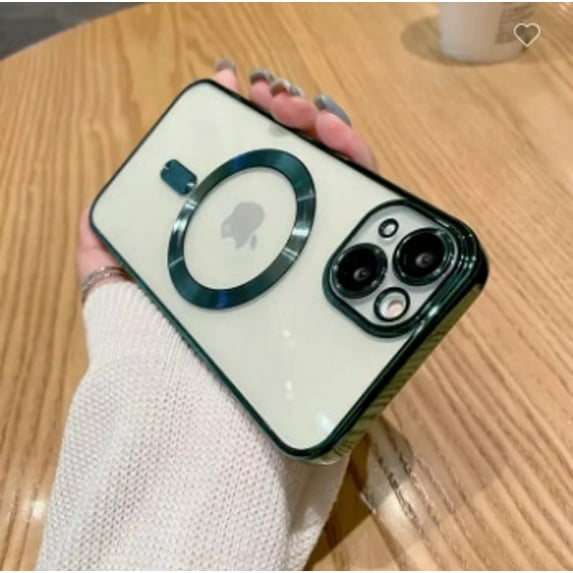 Magnetic MagSafe Compatible iPhone 13 Case (Dark Green) Flexible TPU Colored Bumper Clear Back Shock Proof and Scratch Resistant Protection Cover