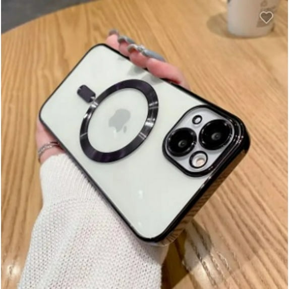 Magnetic MagSafe Compatible iPhone 13 Pro Case (Black) Flexible TPU Colored Bumper Clear Back Shock Proof and Scratch Resistant Protection Cover