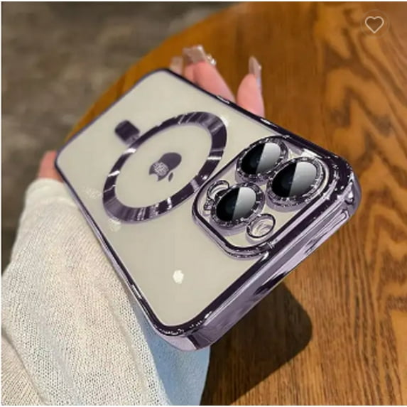 Magnetic MagSafe Compatible iPhone 14 Pro Case (Purple) Flexible TPU Colored Bumper Clear Back Shock Proof and Scratch Resistant Protection Cover