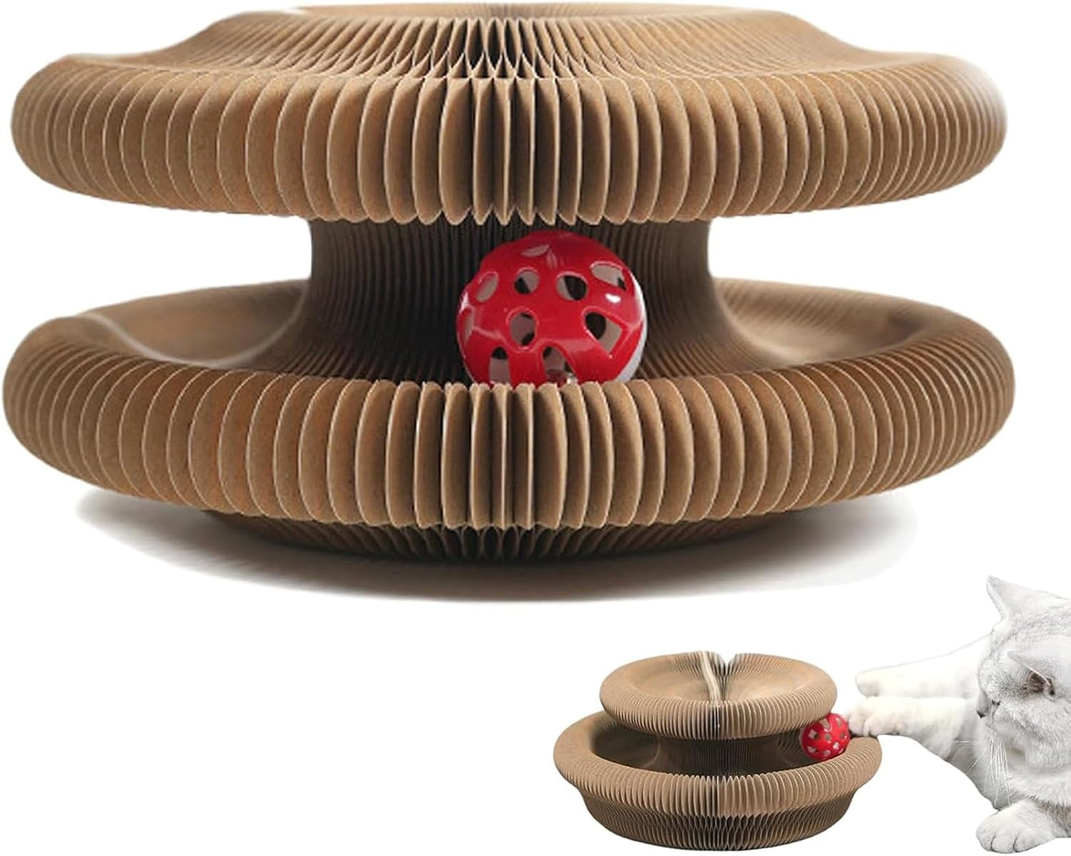 Magnetic Magic Organ Cat Scratcher Toy Extra Thick Large Connectable Cardboard Scratching Board-with-Bell Ball Interactive Enrichment Toy for Indoor Cats Kittens