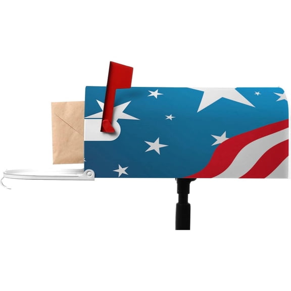 Magnetic Mailbox Cover Stylized USA Flag Post Box Cover Wrapped Mailbox Covers Anti-UV and Durable for Garden Decor 21" L×18" W The Symbol of Patriotism Concept of Statehood Nation Unity